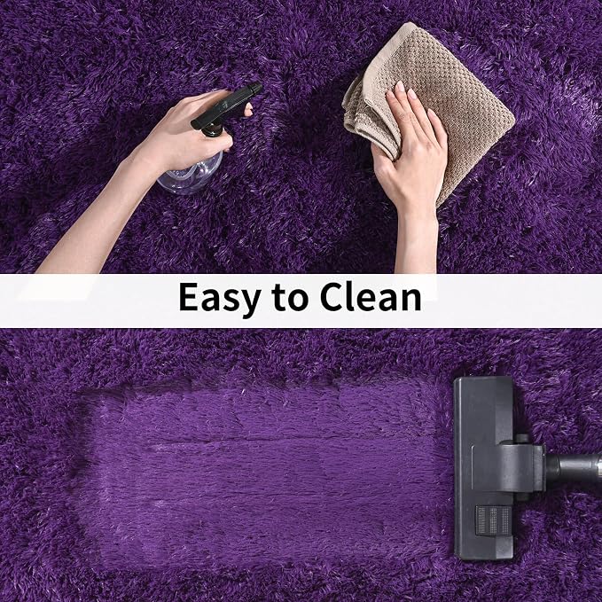 Fluffy Shag Runner Rugs for Bedroom Hallways, 2x8 Purple Long Soft Throw Area - Image 6