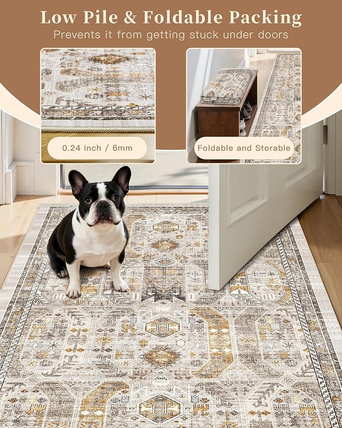 Madane Runner Rug 2x8, Washable Hallway Runner Rugs, Non-Slip Low-Pile Soft - Image 6