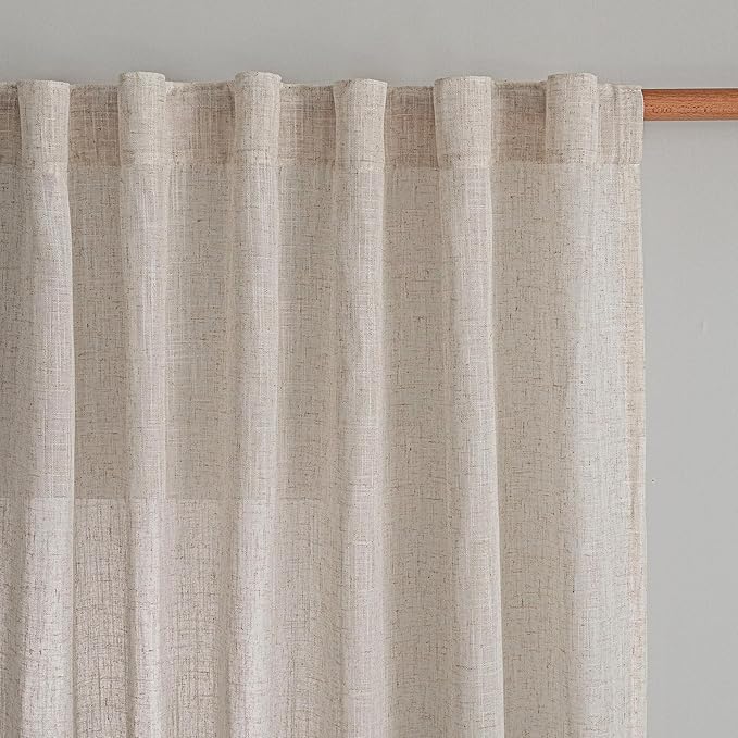 MYSKY HOME Natural Linen Sheer Curtains 63 Inch Length by MYSKYHOME