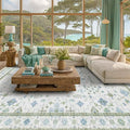Hazo Haus Blue and Green Living Room Rug 7x10 by HazoHaus