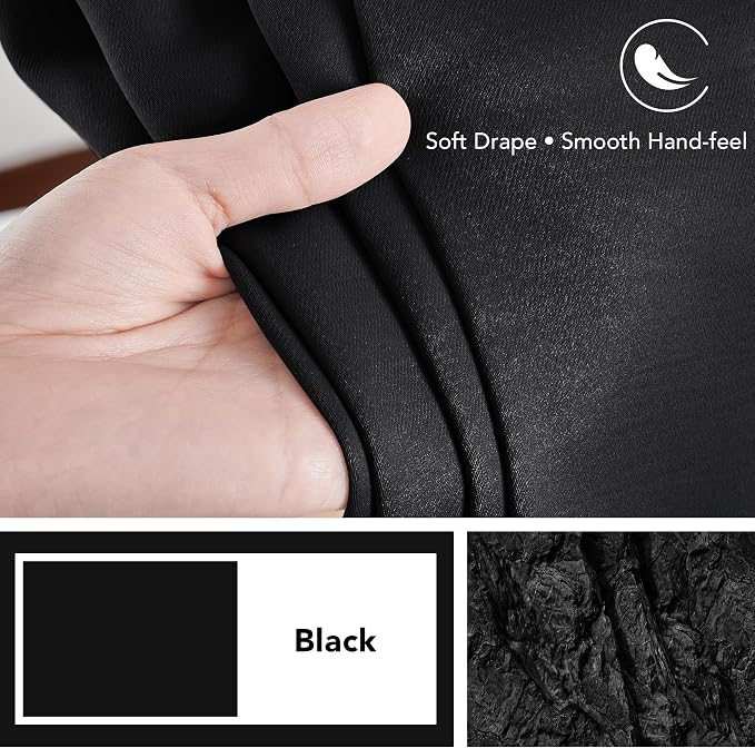 Deconovo Blackout Curtains, Thermal Insulated, W38 x L63 2 Panels, Back Tab - Image 7