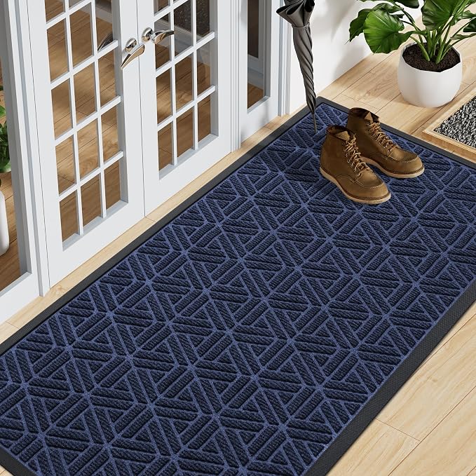 Smiry Front Door Mat Outside Entrance, Heavy Duty Sturdy Natural Rubber Doormat by Smiry