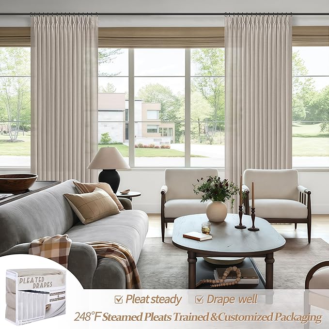 Extra Long 144 Inch Greyish Brown Light Filtering Tall Curtains - Image 6