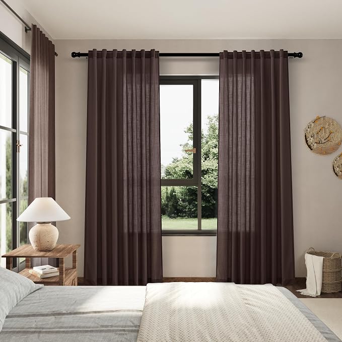Nanspring Coffee Linen Boho Curtains - Image 7