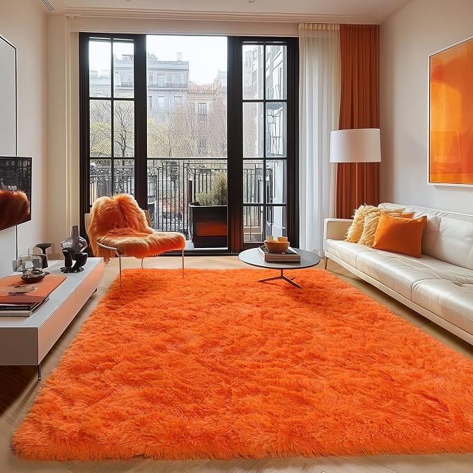 ONASAR Orange Area Rugs for Bedroom Living Room, Fluffy 4x6 Indoor Bedside - Image 5