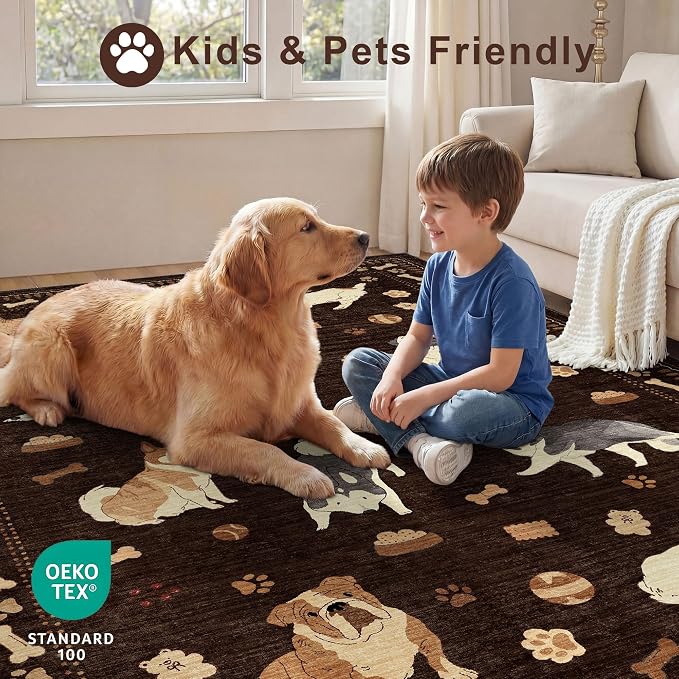 DUKINO 3x5 Rug, Washable Dog Bedroom Area Rug Soft Non Slip, Non-Shedding - Image 4