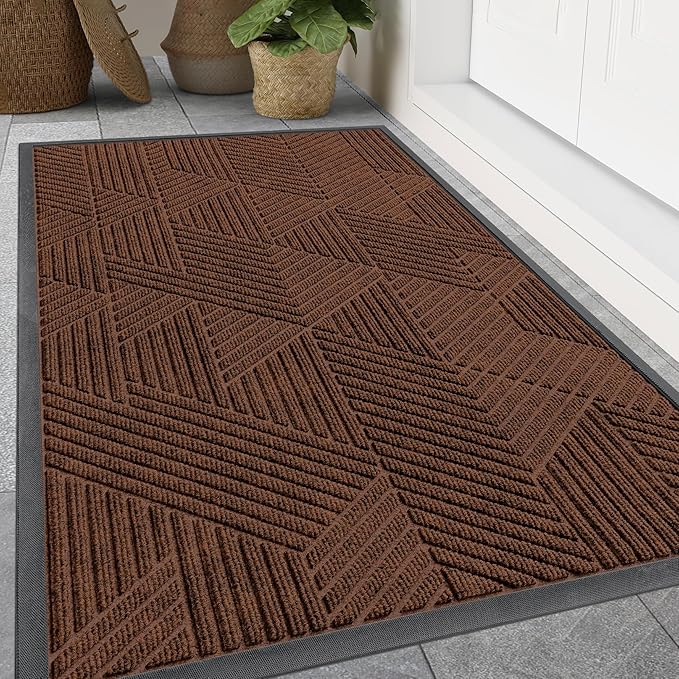 Smiry Front Door Mat Outside Entrance, Heavy Duty Sturdy Natural Rubber Doormat by Smiry