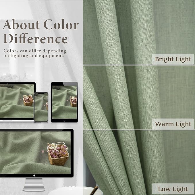 Light Sage Curtains 90 Inches Long - Image 3