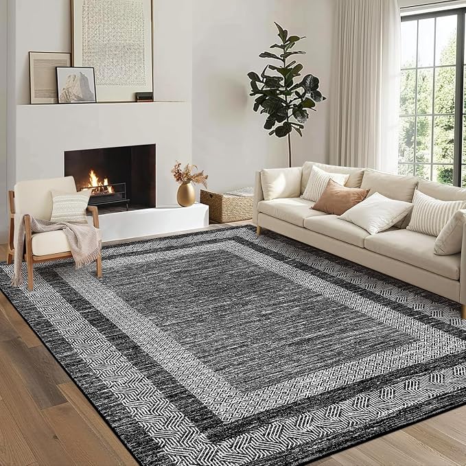 GarveeHome Washable Rug 5x7 Modern Bordered Rug by GarveeHome