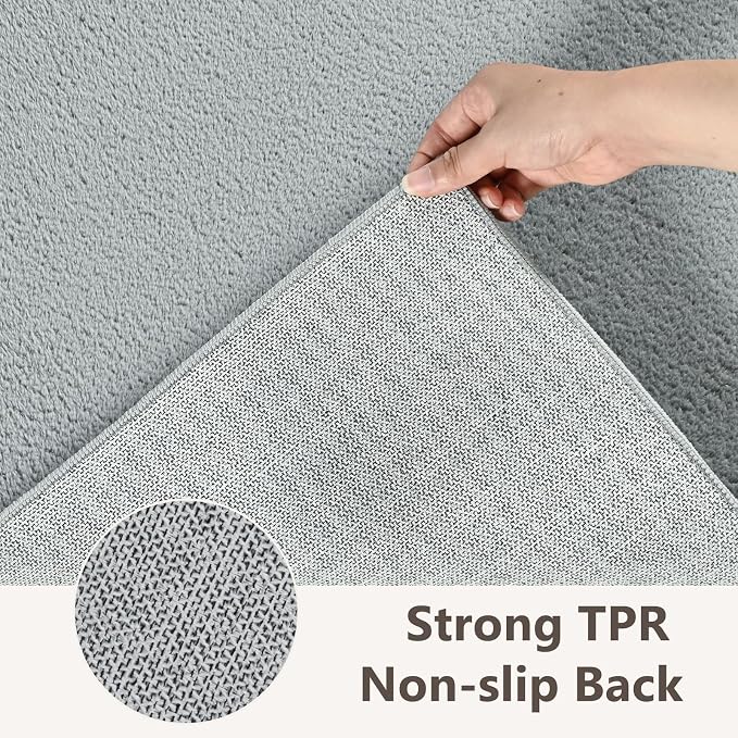 2x6 Light Grey Solid Runner Rug Washable Non-Slip - Image 5