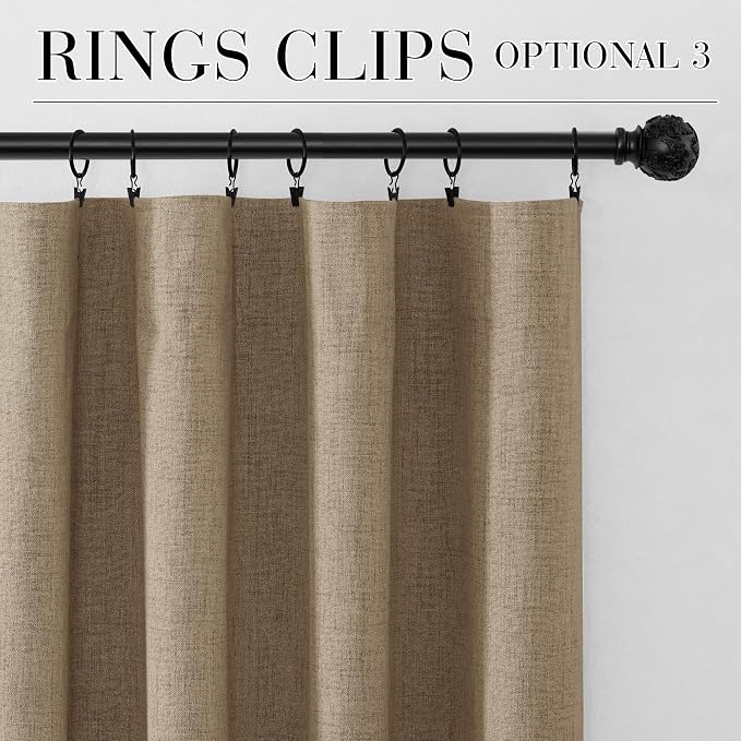 RYB HOME Burlap 100% Blackout Linen Curtains 72 inch Long, Thermal Insulated & - Image 8