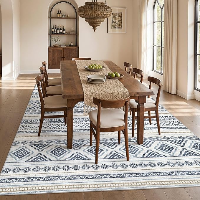cotiled Boho 9x12 Area Rug for Living Room: Large Moroccan Washable Rug | Solve - Image 7