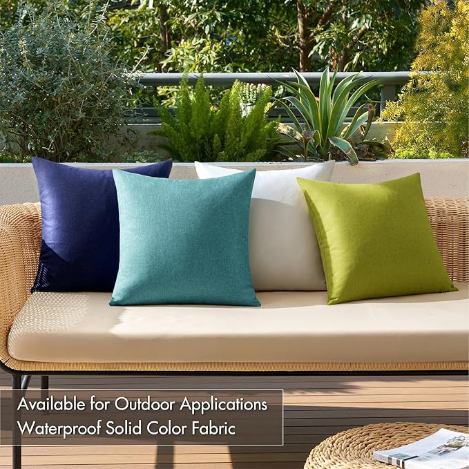 MIULEE Pack of 4 Decorative Outdoor Throw Pillow Covers Linen Waterproof Pillow - Image 2