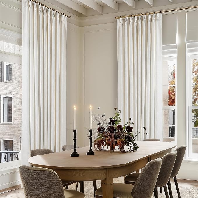 Natural Extra Wide Pinch Pleat 120 Inch Curtains 60 Inch Wide | Memory Trained by Twodrapes