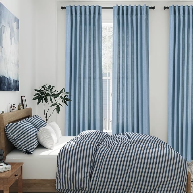 Blue Linen Curtains 102 Inches Long - Image 7