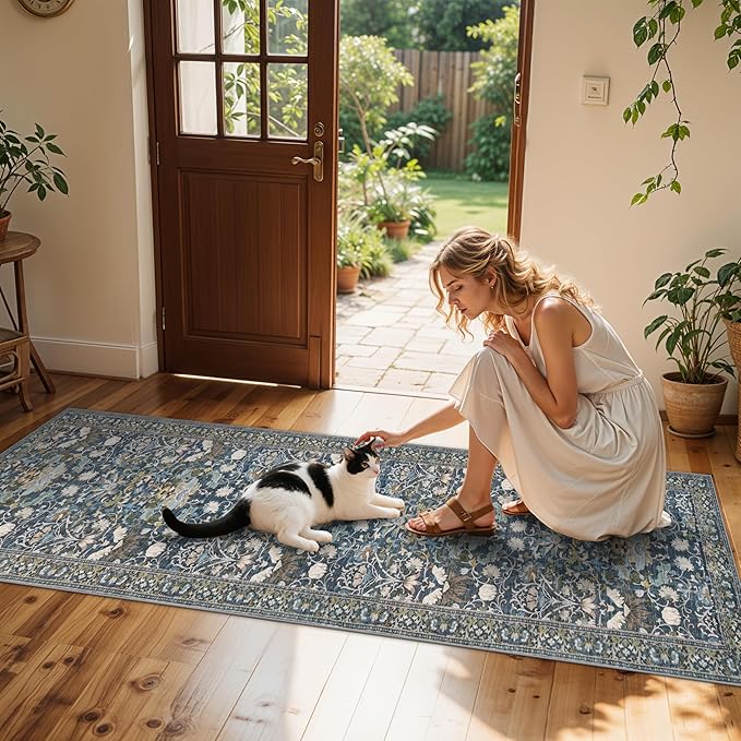 Washable 2x8 Hallway Runner Rug: Vintage Water-Resistant Kitchen Entryway Rug - Image 2