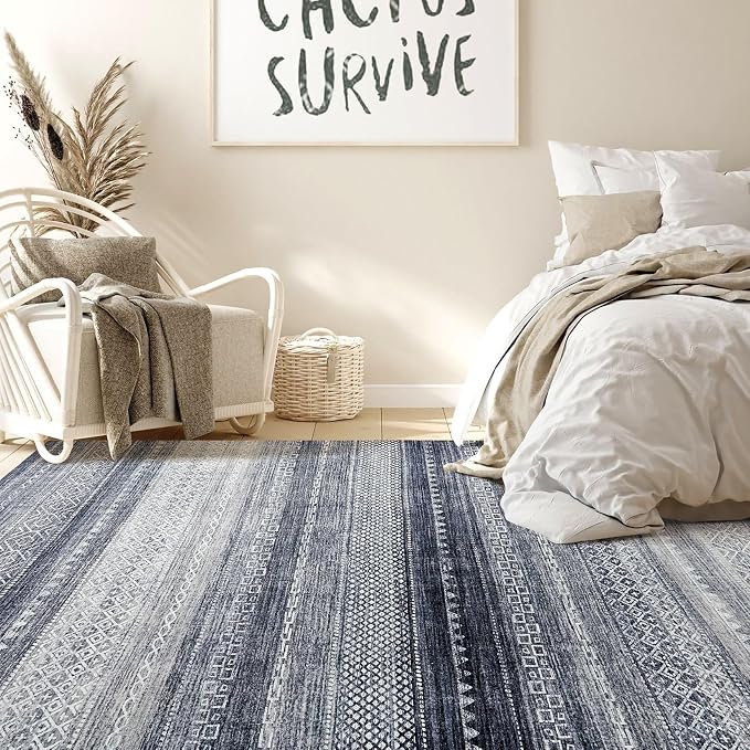 Nakagishi Area Rug Living Room Rugs: 7x10 Machine Washable Boho Large Neutral - Image 7
