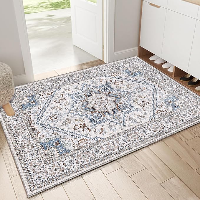 OPPODREAM Soft Throw Rugs 2x3, Small Neutral Washable Entryway Rugs 2 x 3 by OPPODREAM