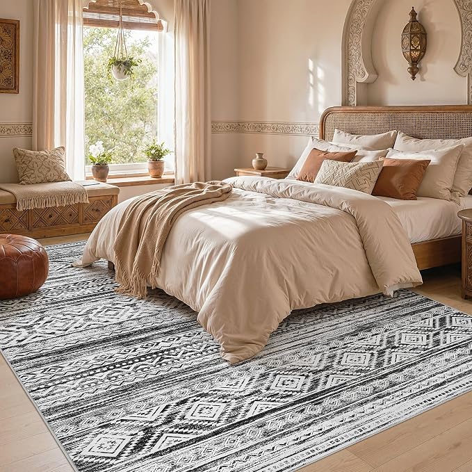 cotiled Boho 7x9 Area Rug for Living Room: Large Moroccan Washable Rug | Solve - Image 5