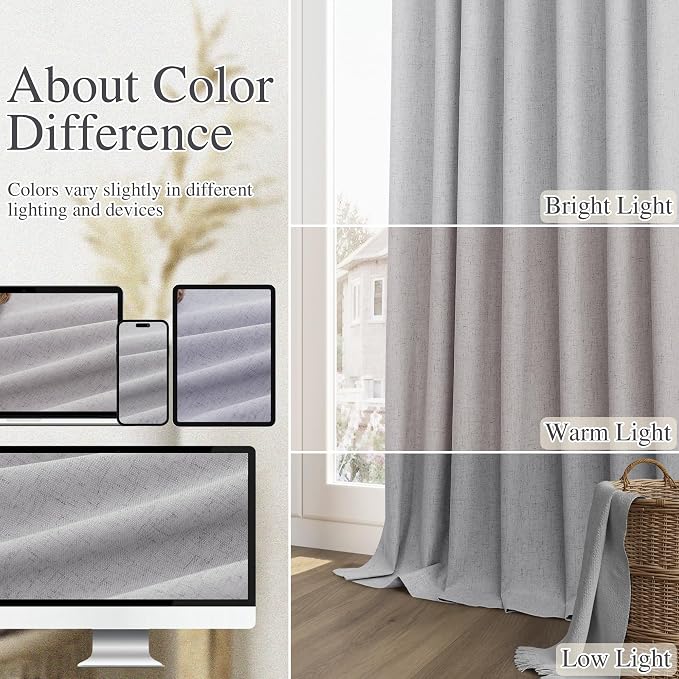 Guken Grey 100% Blackout Curtains 84 Inch Length 2 Panels Set - Image 7