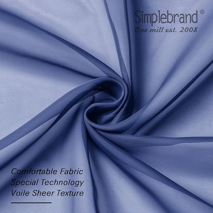Simplebrand Royal Blue Sheer Curtains 63 Inch Length 2 Panels, Rod Pocket Solid - Image 6