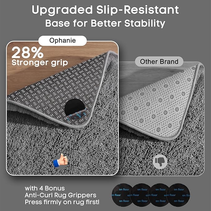 Ophanie Runner Rug for Hallway, 2x5 Upgrade Non-Slip Fluffy Soft Bedside Rugs - Image 4