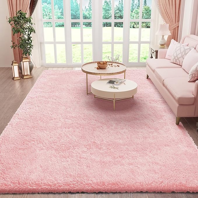 Ophanie Pink Area Rugs for Bedroom Girls, 6x9 Kids Fluffy Fuzzy Furry Shag by Ophanie