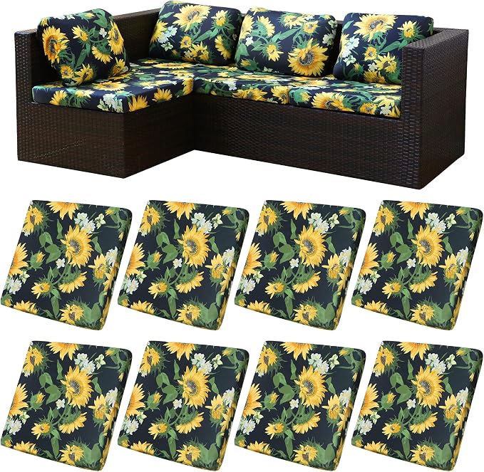 8Pcs Stretch Patio Cushion Covers, Outdoor Couch Covers Replacement, Outdoor by BIETYONE