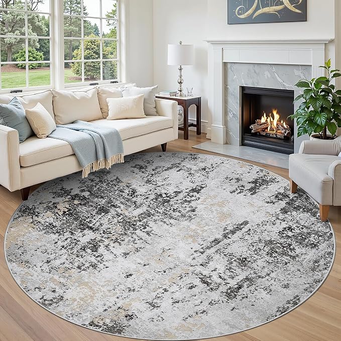 Round Rug 8ft Circle Rug Washable: Carpet Circular Area Rug by Aelenmu