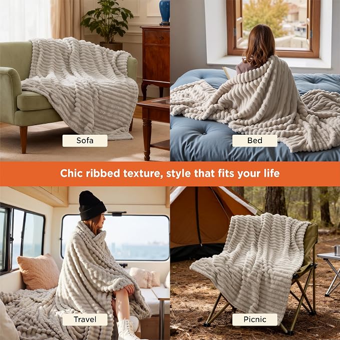 Bedsure GentleSoft Beige Throw Blanket - Image 5