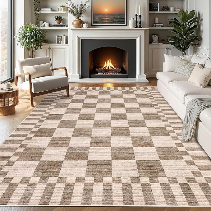 GarveeHome 9x12 Area Rugs for Living Room Washable Checkered Rug Bedroom | by GarveeHome