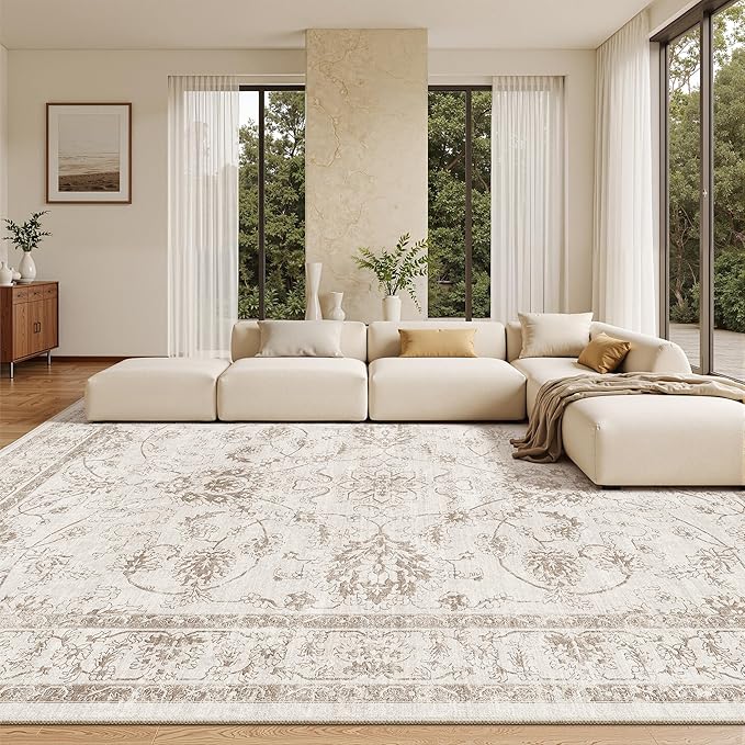 Madane Living Room 10x14 Area Rugs, Washable Low Pile Non-Slip Stain Resistant by Madane