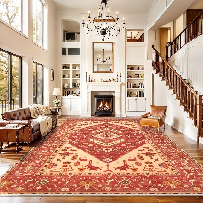 SERISSA 9x12 Area Rugs for Living Room, Large Washable Non-Slip Boho Rug - Image 3