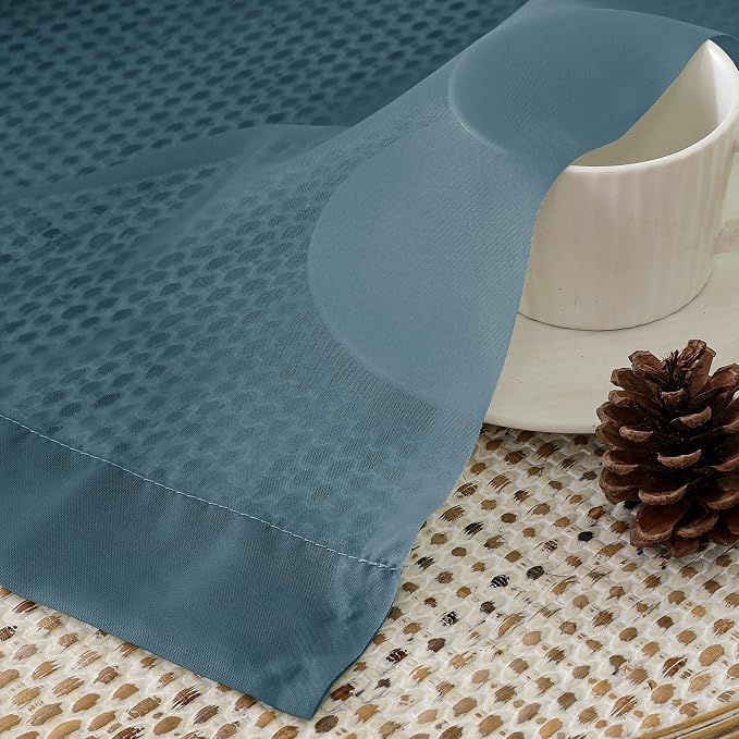 Aiyufeng Dusty Blue Sheer Curtains 36 inches Long, Short Kitchen Window - Image 2