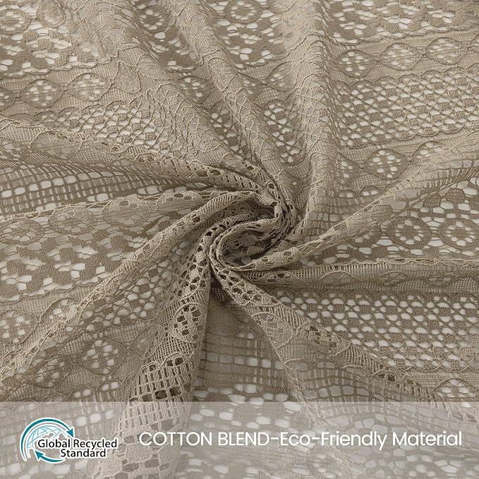 WAZZIO Boho Lace Curtains 84 Inches 2 Panel, Light Filtering Privacy Tassel & - Image 2