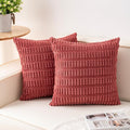 Pack of 2 Corduroy Decorative Throw Pillow Covers 22x22 Inch Soft Striped by Unknown