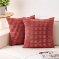Pack of 2 Corduroy Decorative Throw Pillow Covers 16x16 Inch Soft Striped by Unknown