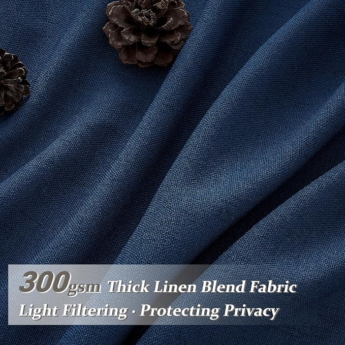 Thick Linen Denim Blue Viral Sheer Curtains 96 Inches Long - Image 2