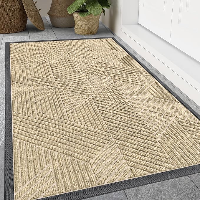 Smiry Front Door Mat Outside Entrance, Heavy Duty Sturdy Natural Rubber Doormat by Smiry