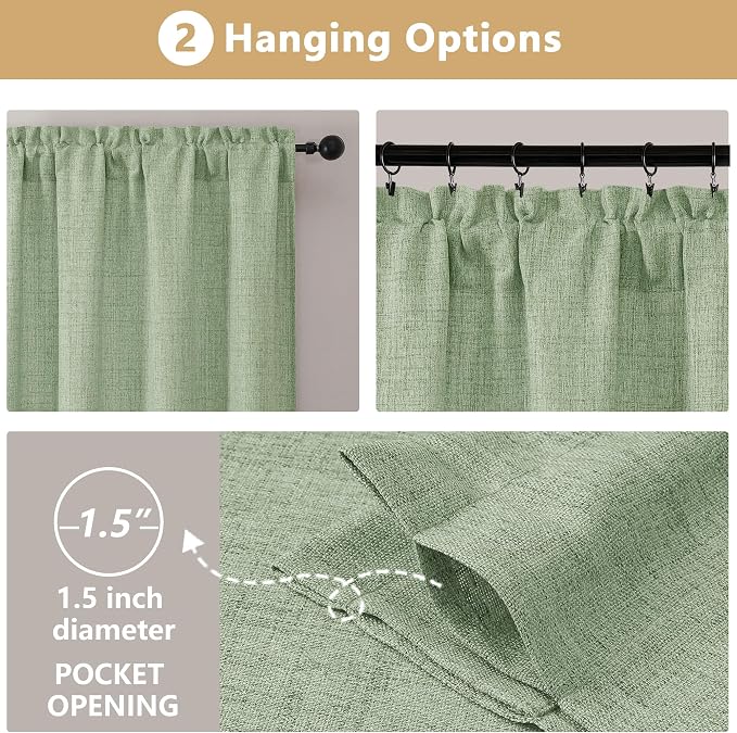 OVZME Valance for Windows, Light Filtering Faux Linen Textured Small Kitchen - Image 7