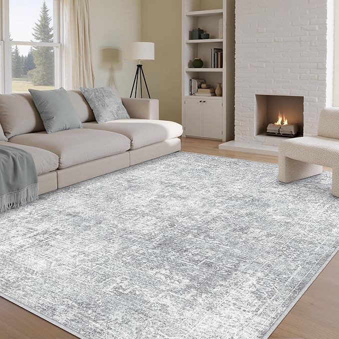 PureCozy 9x12 Area Rug Washable Vintage Living Room Carpet Large Indoor Non - Image 5