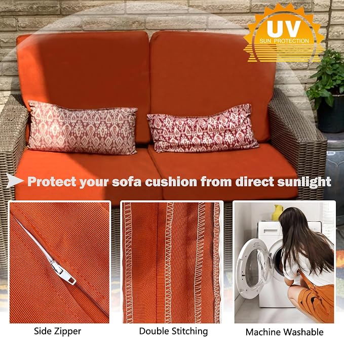 Sqodok Outdoor Cushion Covers 24x22 inch, Wicker Chair - Image 4
