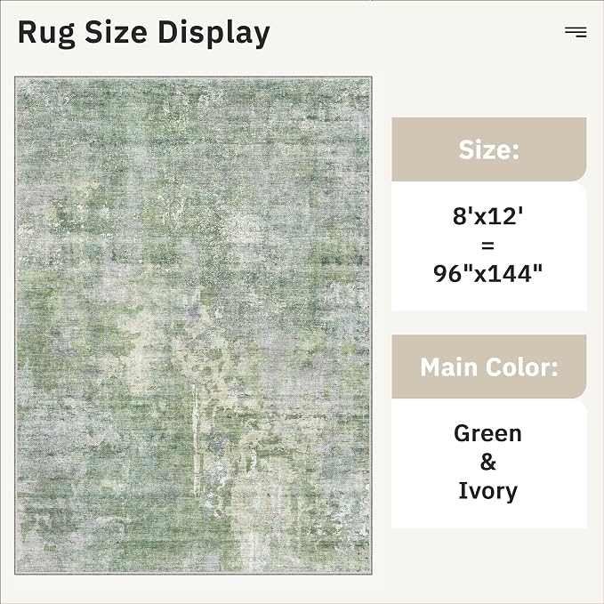 Washable Area Rug 8x12, Large Soft Rugs - Image 5