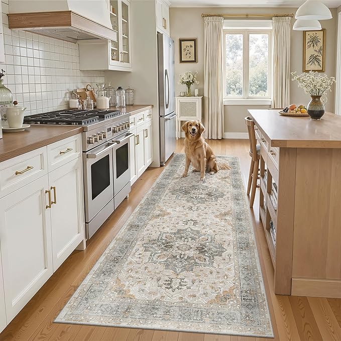 Madane Runner Rug 2'6''x8' Kitchen Runner, Hallway Runner Printed Vintage Rug by Madane