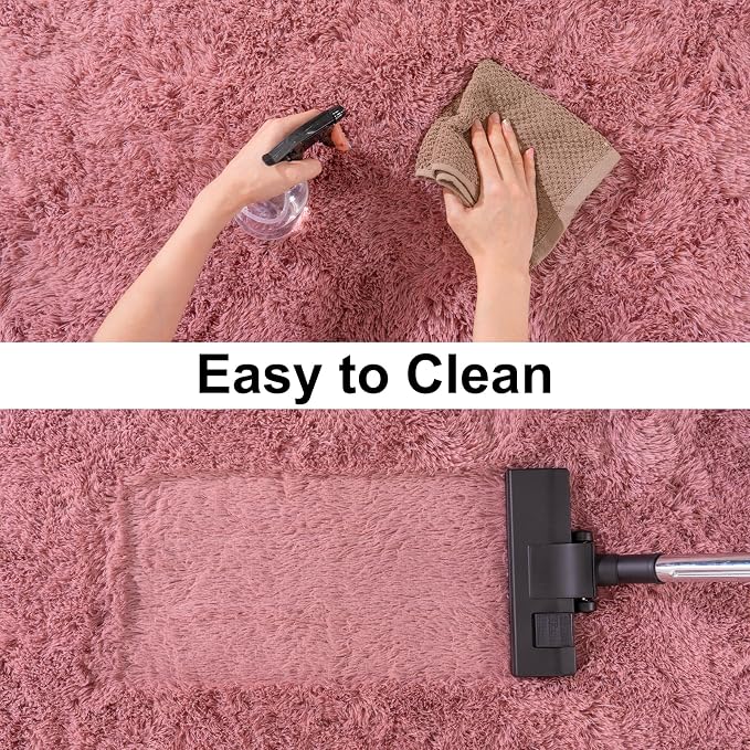 Soft Runner Rugs for Bedroom Hallways, 2x4 Blush Pink Fluffy Shag Throw Area - Image 7