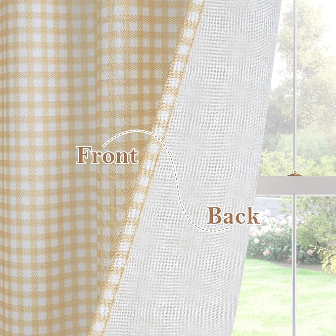 RYB HOME Checkered Kitchen Cafe Curtains 24 inch Length, Vintage Farmhouse - Image 7