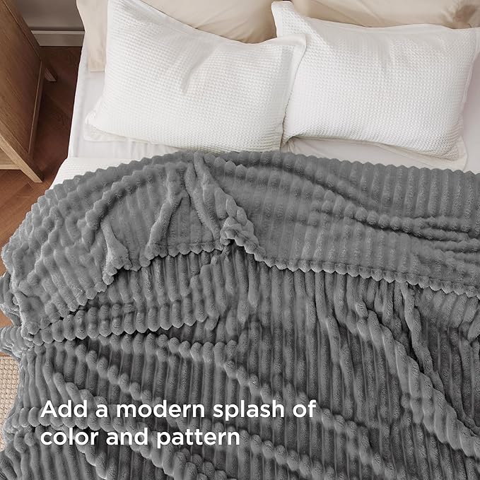 Bedsure GentleSoft Frost Gray California King Size Blanket - Image 3