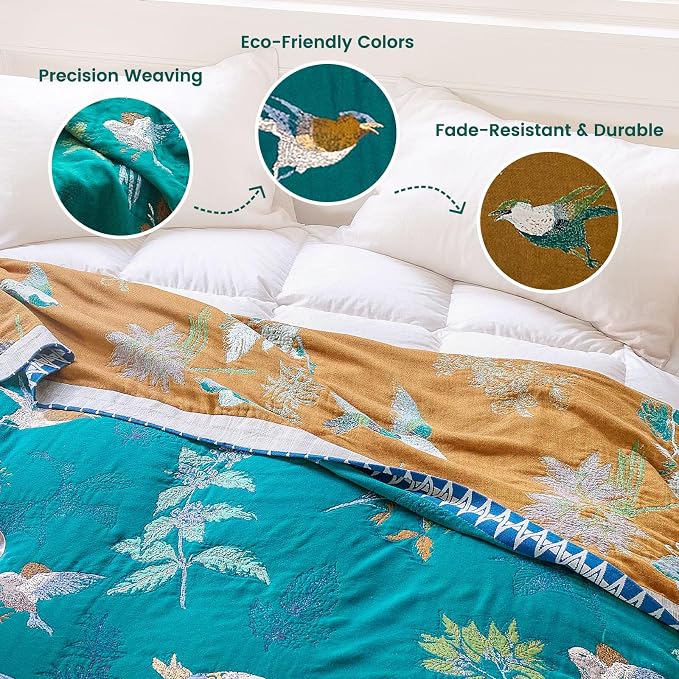 MSGKV The Boho Layer: 50"x60" Cotton Throw Blanket – Lightweight & Reversible - Image 3