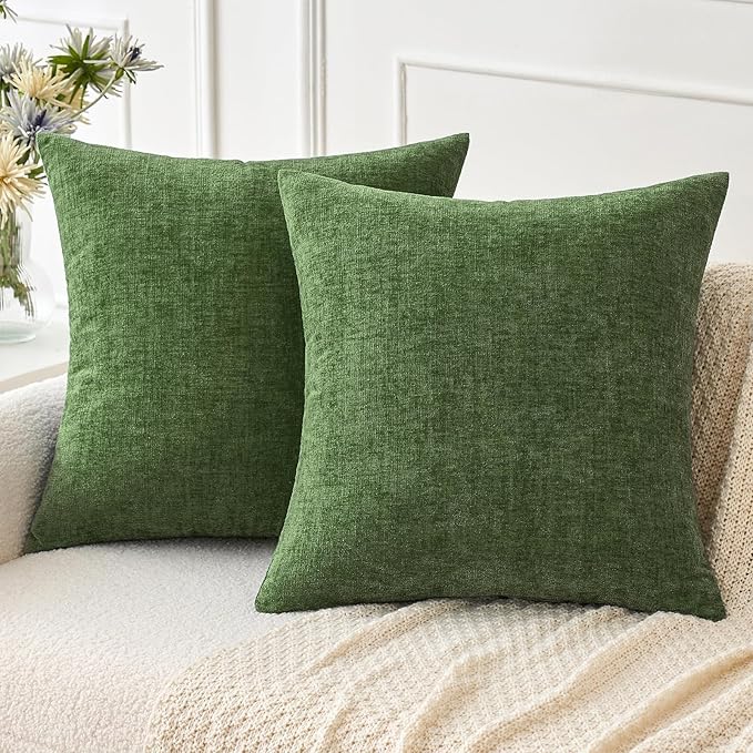 MIULEE Pack of 2 Couch Throw Pillow Covers 20x20Inch Soft Moss Green Spring by MIULEE