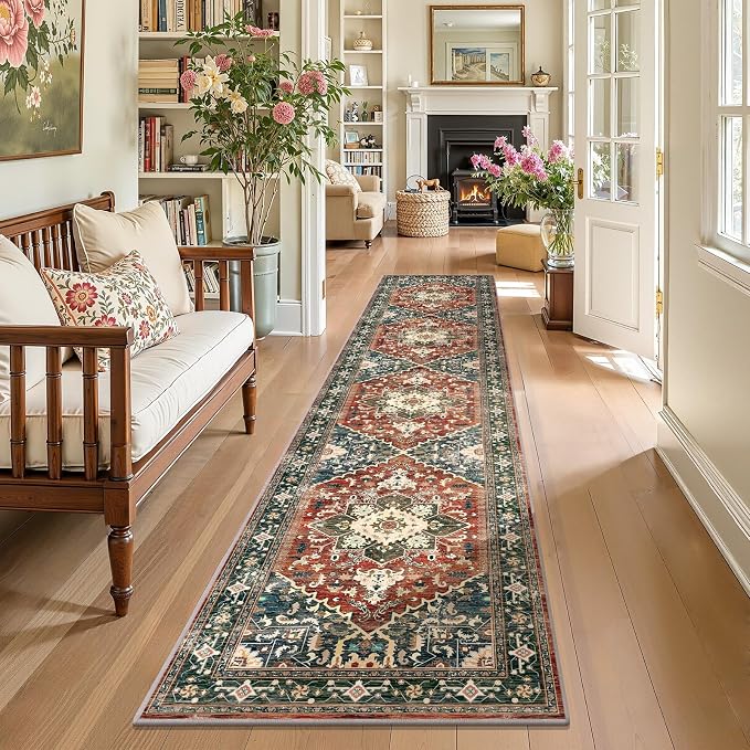 Yamaziot Washable Runner Rug, 2x10 Non-Slip Boho Vintage Hallway Rug Runner - Image 6